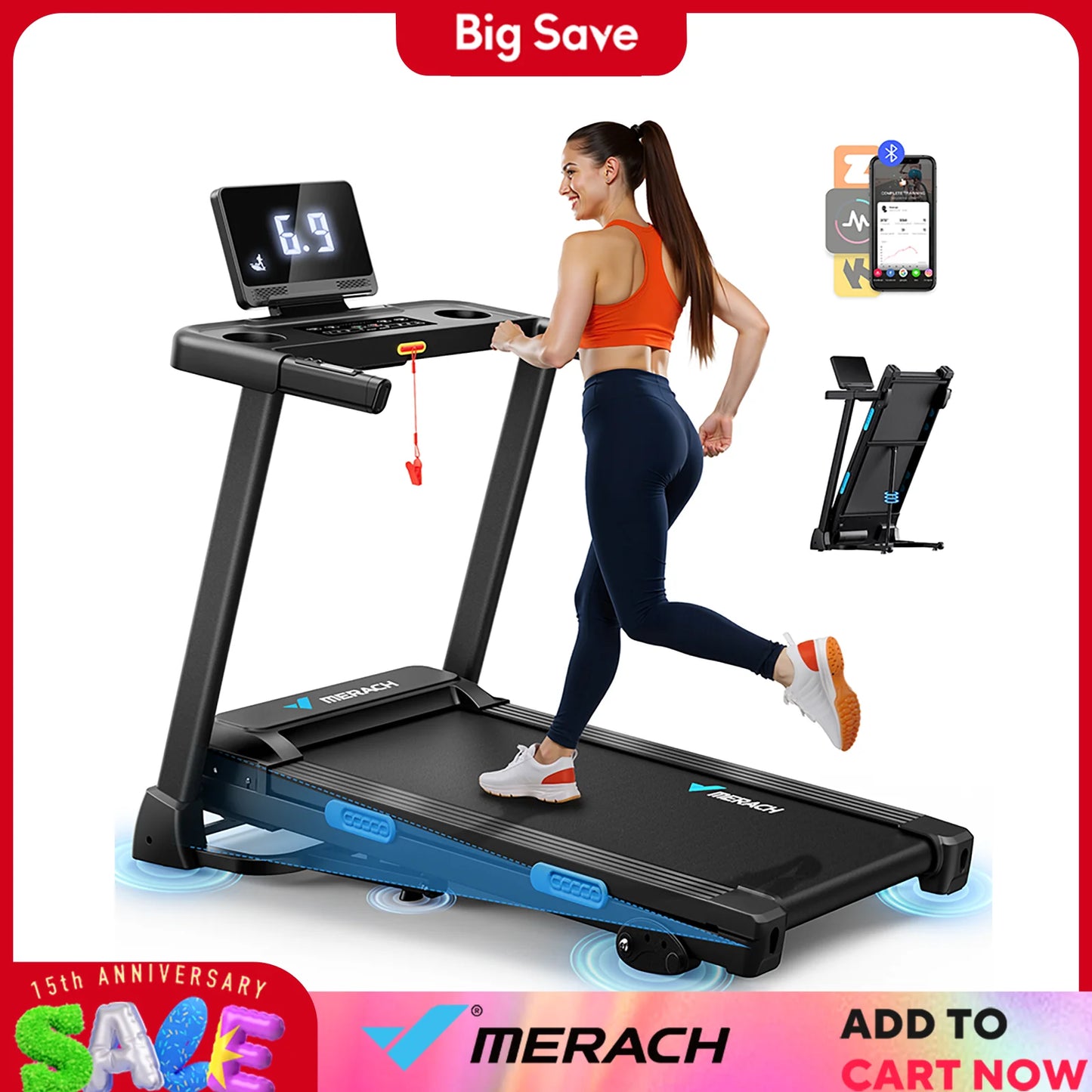 Merach Foldable Treadmill T12 Incline