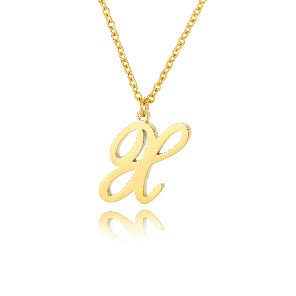 Dainty Initial Letter Necklaces Gold