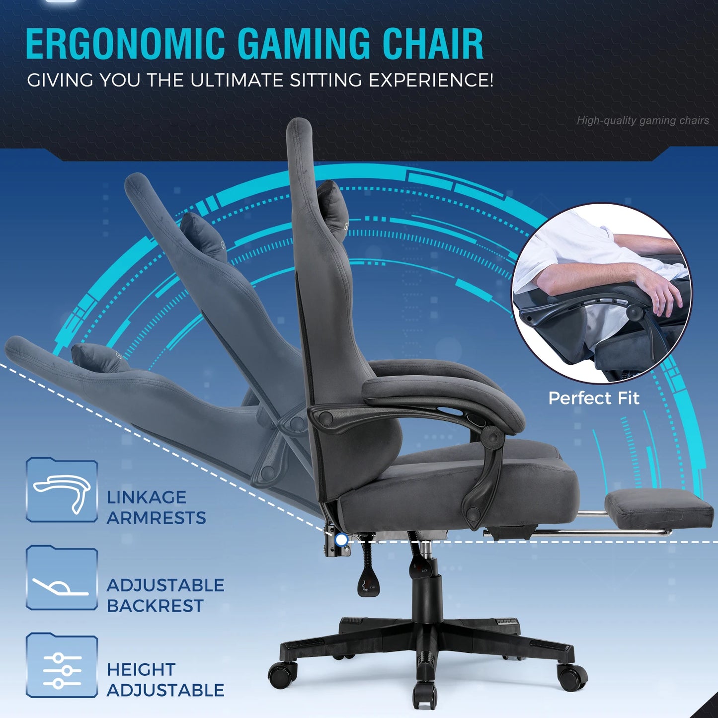 Gtplayer Fabric Gaming Chair Ergonomic