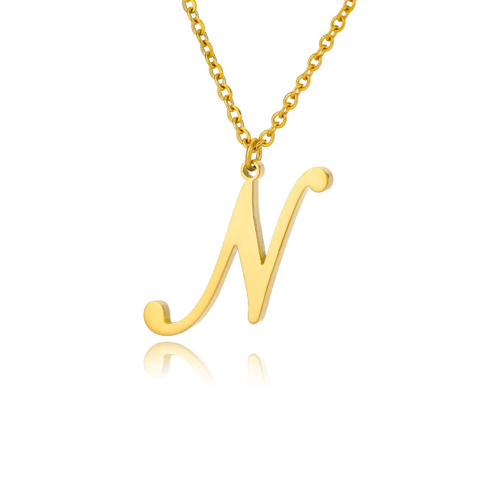Dainty Initial Letter Necklaces Gold