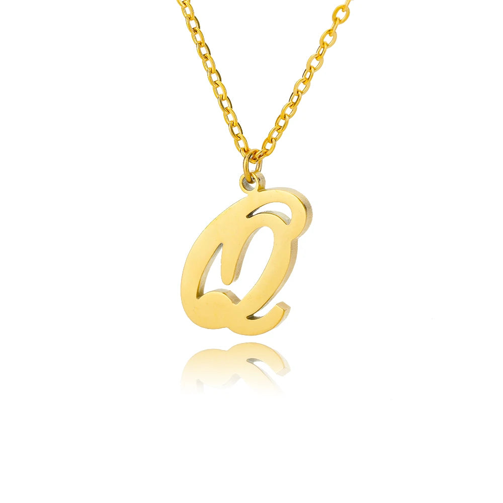 Dainty Initial Letter Necklaces Gold