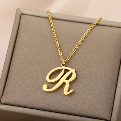Dainty Initial Letter Necklaces Gold