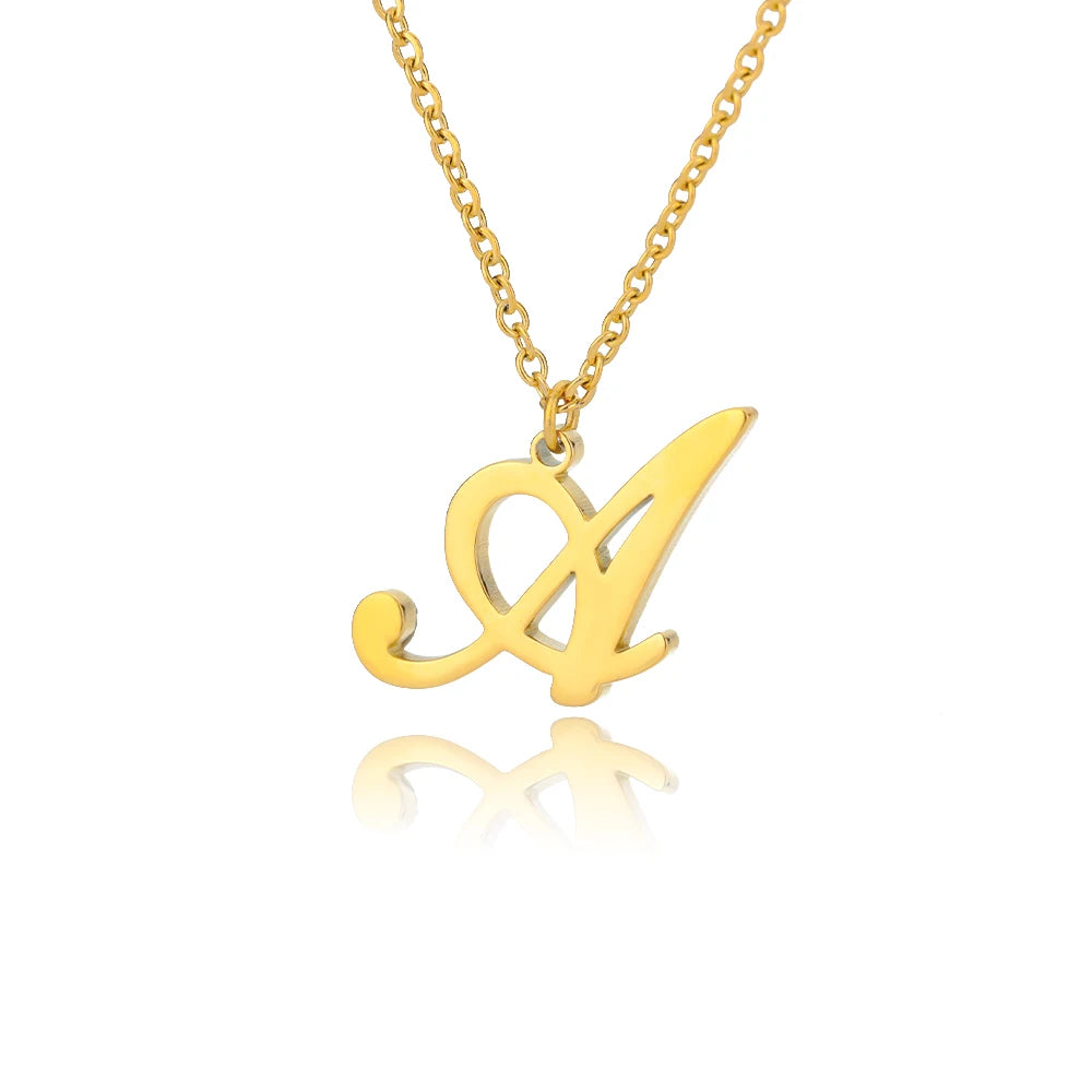 Dainty Initial Letter Necklaces Gold