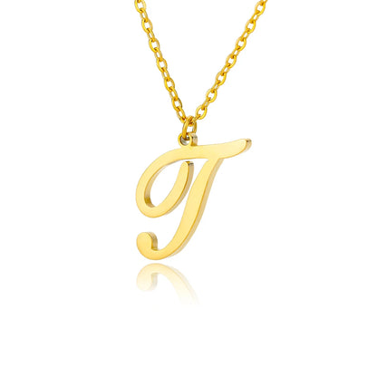 Dainty Initial Letter Necklaces Gold