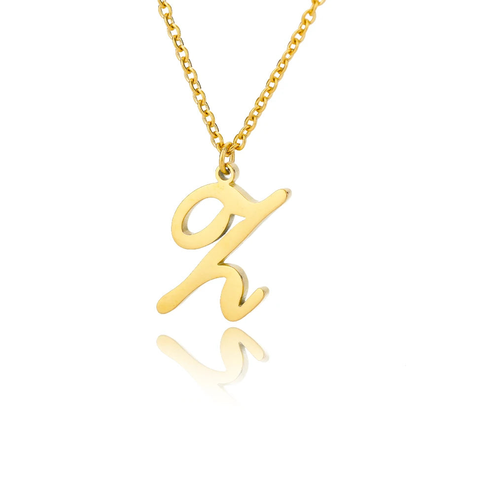 Dainty Initial Letter Necklaces Gold