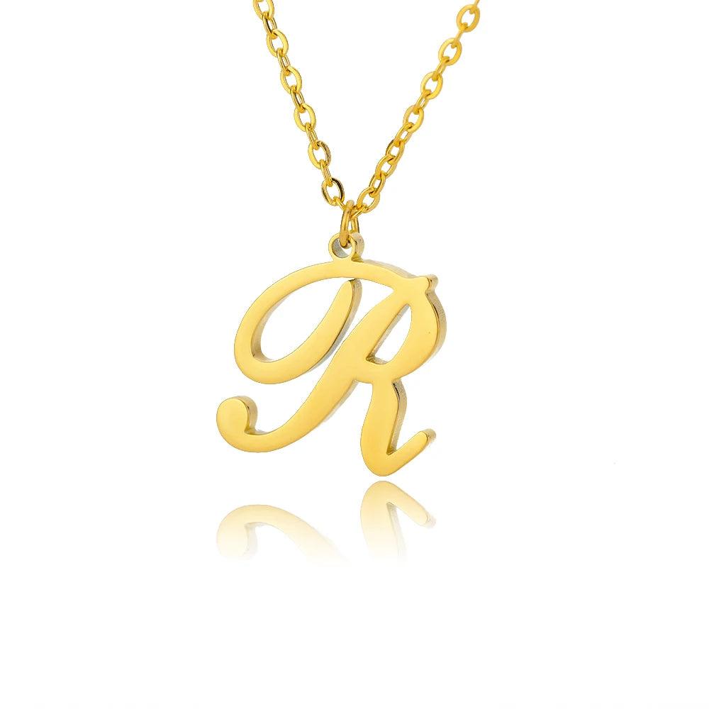 Dainty Initial Letter Necklaces Gold