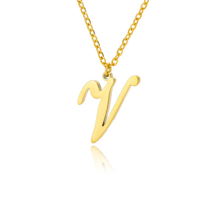 Dainty Initial Letter Necklaces Gold
