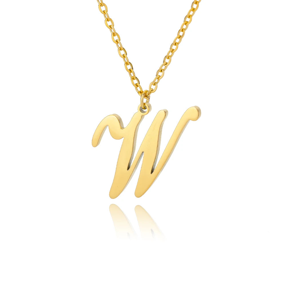 Dainty Initial Letter Necklaces Gold