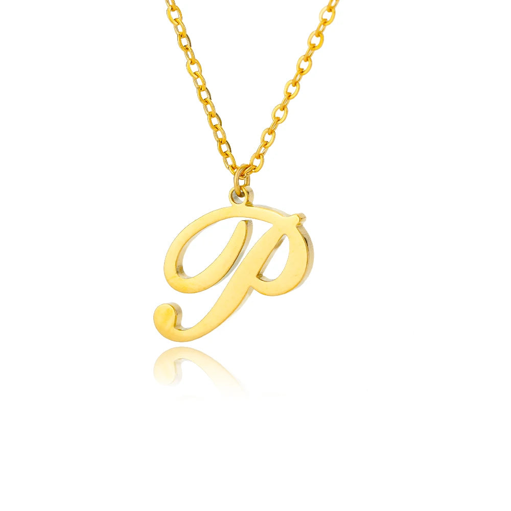 Dainty Initial Letter Necklaces Gold