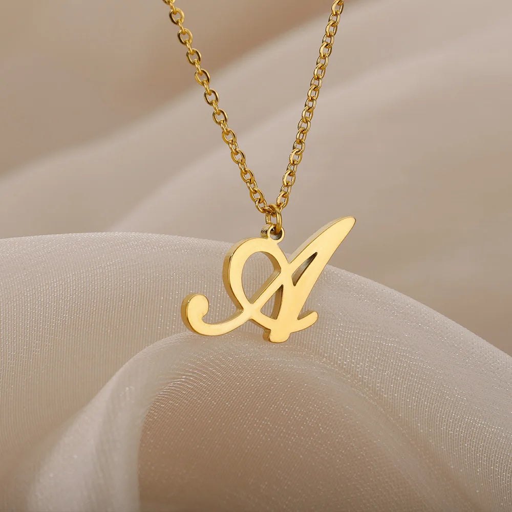 Dainty Initial Letter Necklaces Gold