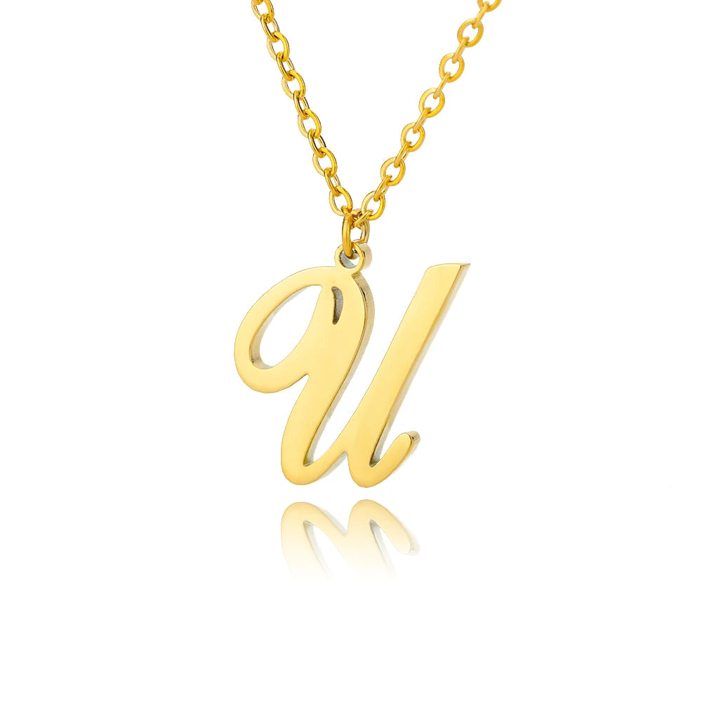 Dainty Initial Letter Necklaces Gold