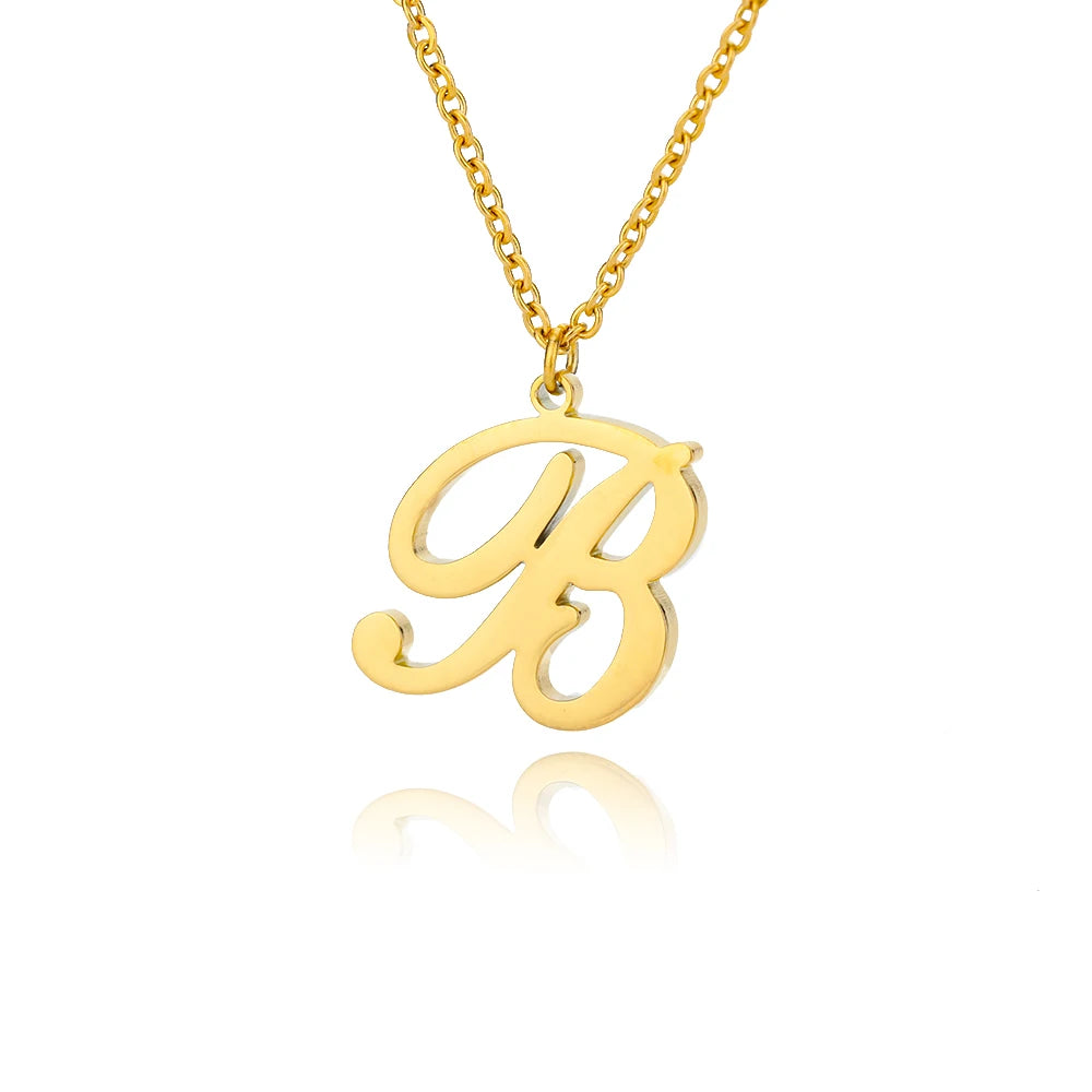 Dainty Initial Letter Necklaces Gold