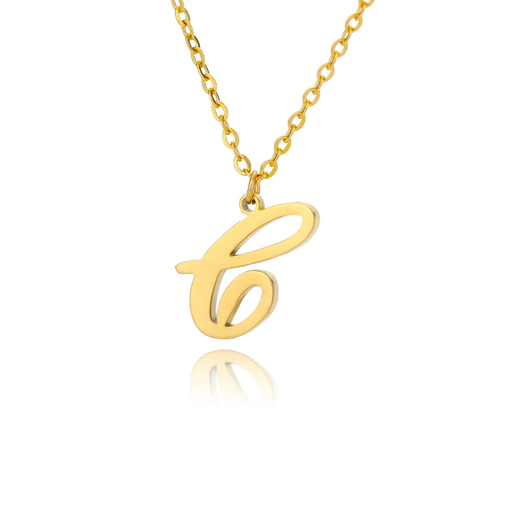 Dainty Initial Letter Necklaces Gold