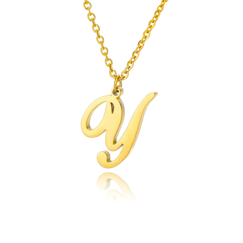 Dainty Initial Letter Necklaces Gold