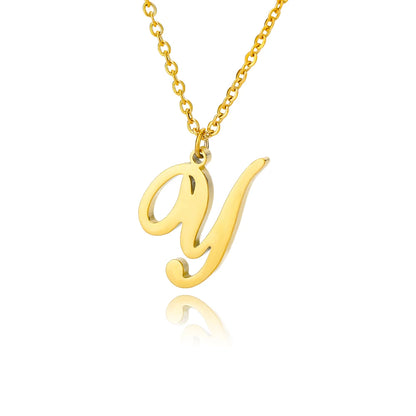 Dainty Initial Letter Necklaces Gold