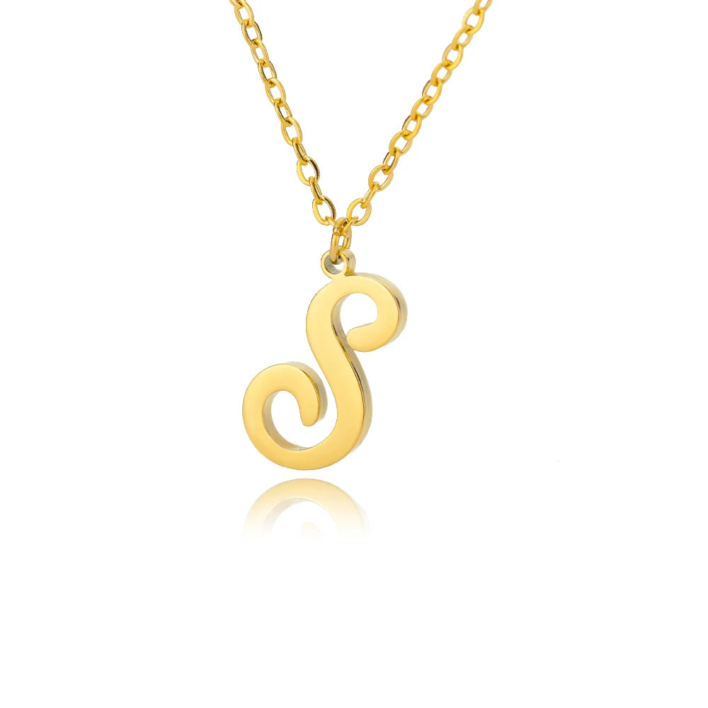 Dainty Initial Letter Necklaces Gold