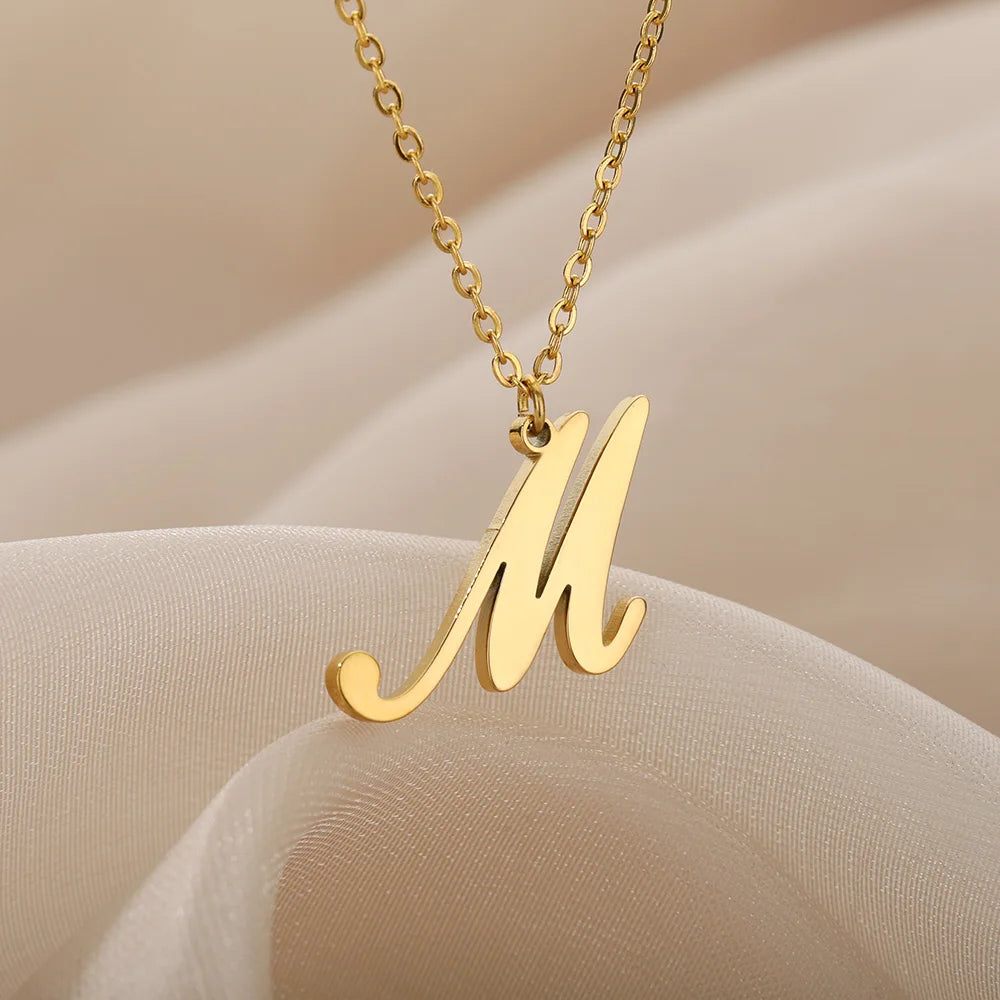 Dainty Initial Letter Necklaces Gold