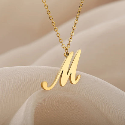Dainty Initial Letter Necklaces Gold
