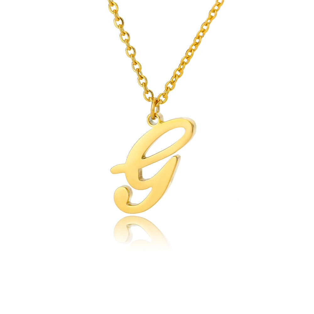 Dainty Initial Letter Necklaces Gold