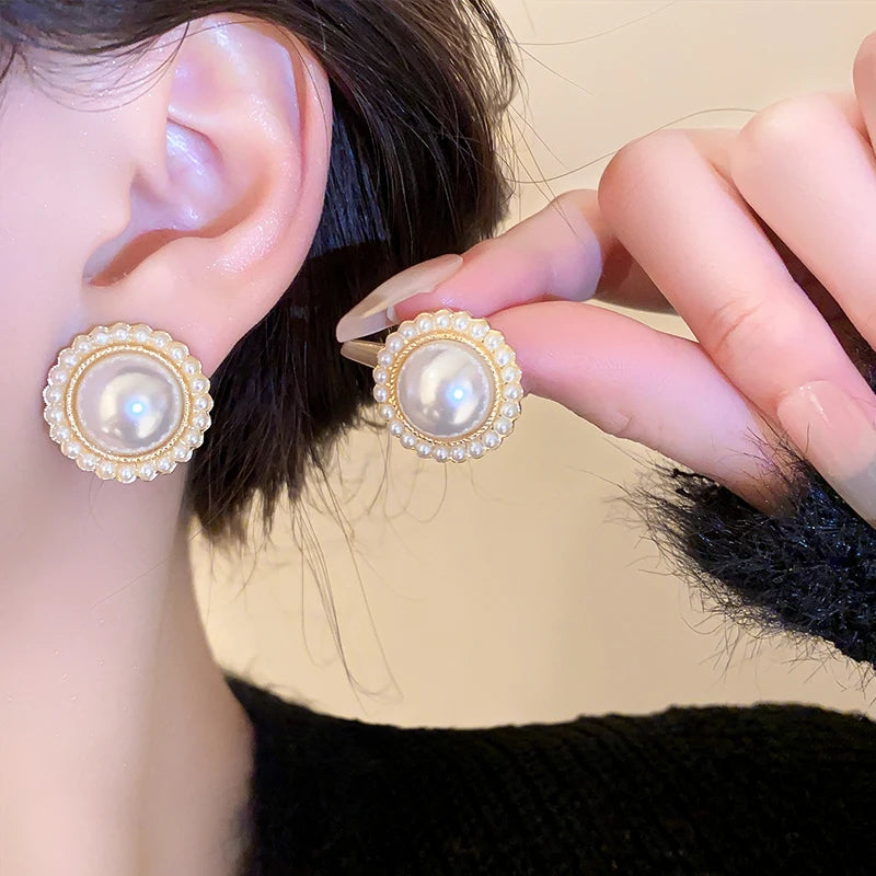 Delicate Imitation Pearl Stud Earrings