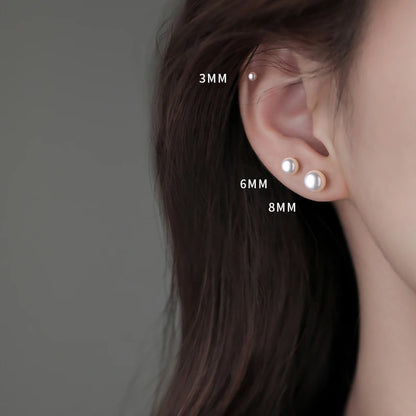 2Pcs Simple Imitation Pearl Stud