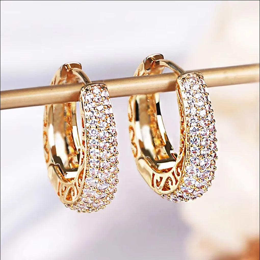Huitan Hollow Gold Color Hoop