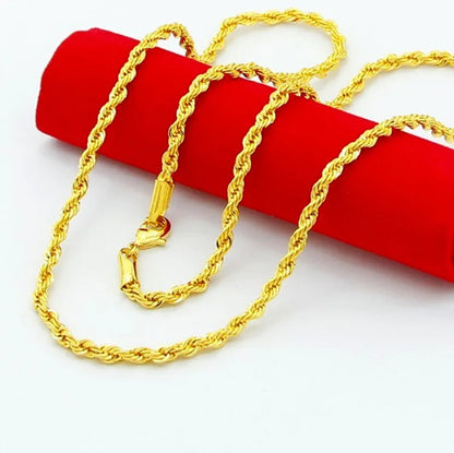 24K Gold Twisted Rope Necklace