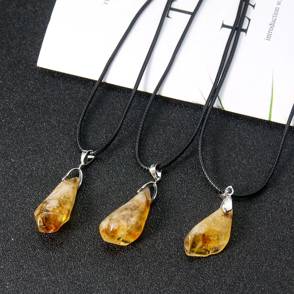 1Pc Natural Citrine Necklace Energy