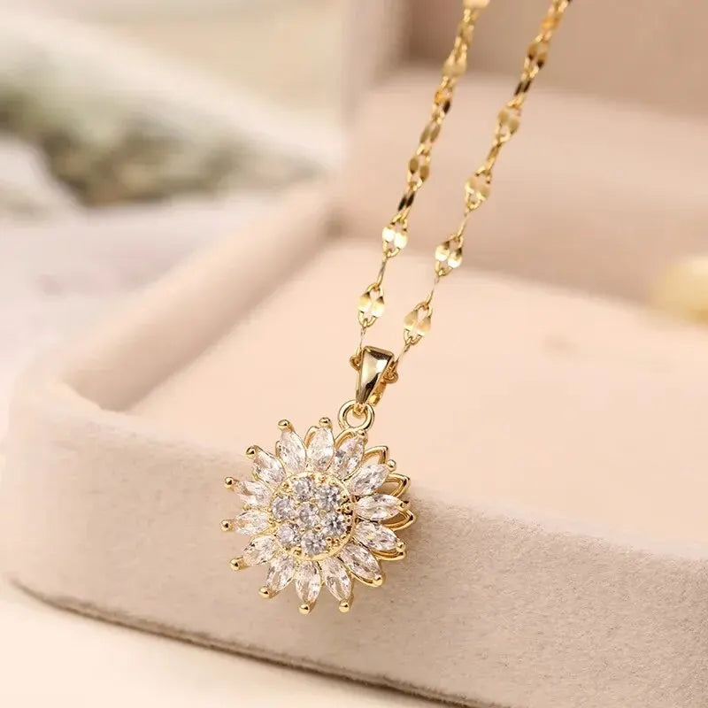 Classic Sunflower Cubic Zirconia Pendant