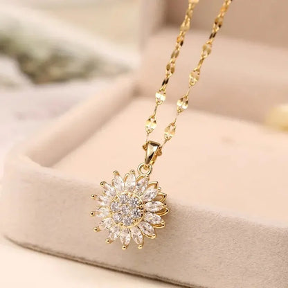 Classic Sunflower Cubic Zirconia Pendant
