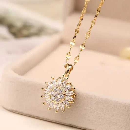 Classic Sunflower Cubic Zirconia Pendant