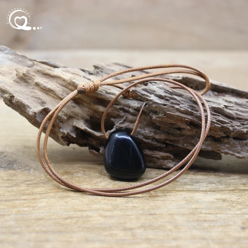 Natural Stone Nugget Pendant Necklace