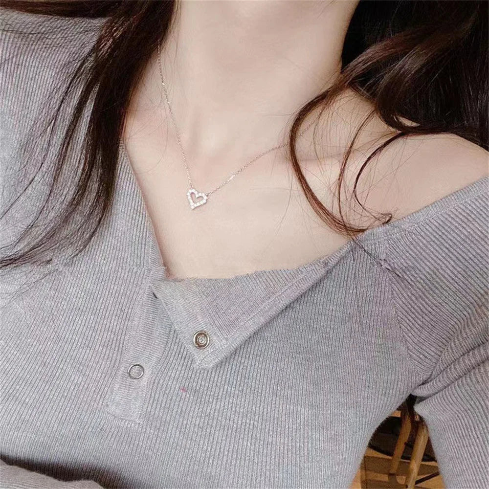 Kpop Crystal Hollow Love Pendant