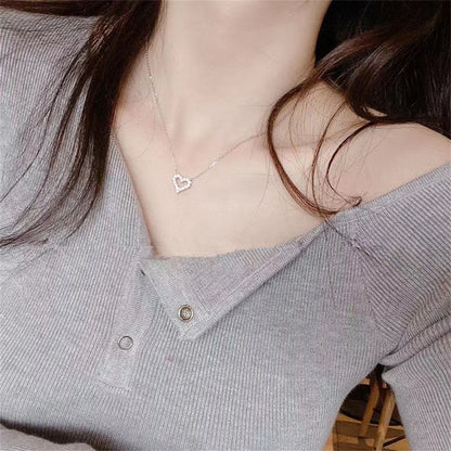 Kpop Crystal Hollow Love Pendant