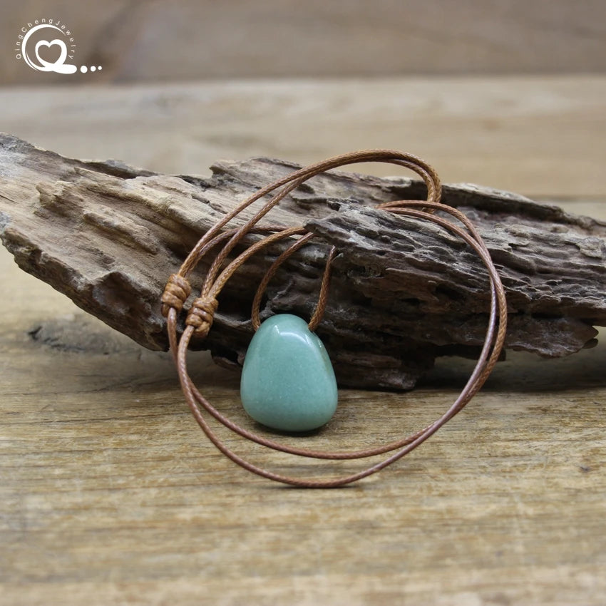 Natural Stone Nugget Pendant Necklace