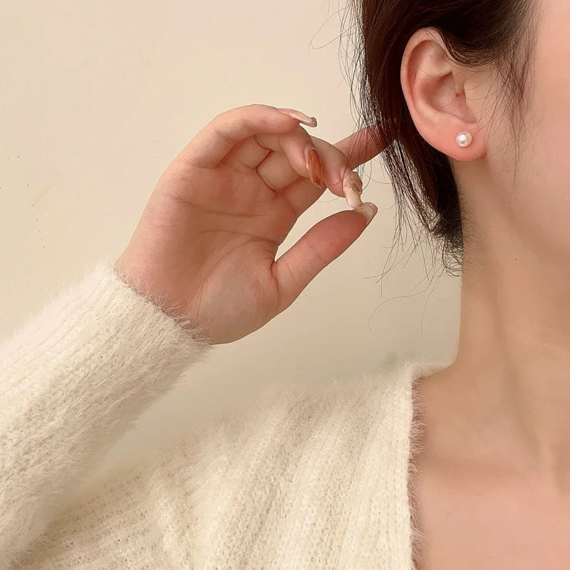 2Pcs Simple Imitation Pearl Stud