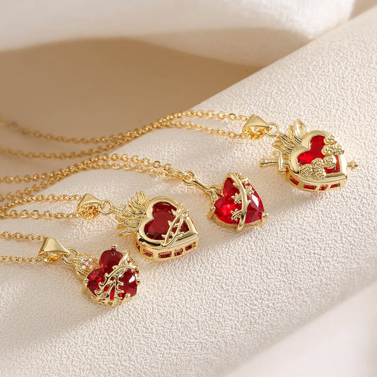 Newbuy Gold Color Chain Red