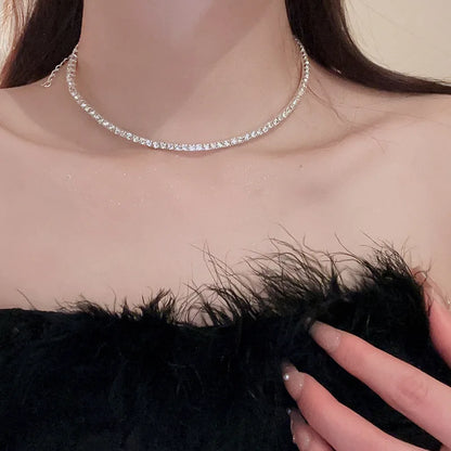 Rhinestone Heart Collar Choker Necklace