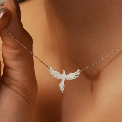 Dainty Rising Phoenix Pendant Necklace
