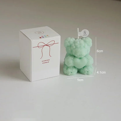 Cute Rose Bear Candle Romantic