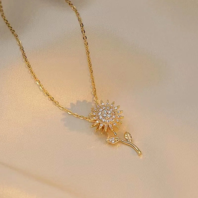 Classic Sunflower Cubic Zirconia Pendant
