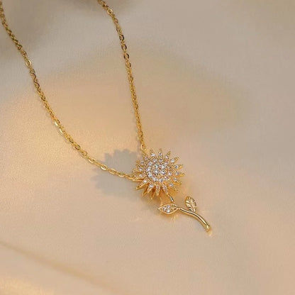 Classic Sunflower Cubic Zirconia Pendant