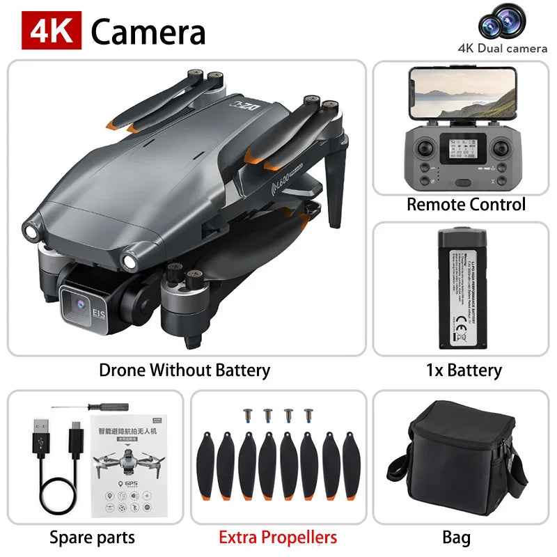 L600 PROMAX Drone 4K Professional 5G GPS HD 3-axis Gimbal Photography Brushless Foldable Quadcopter RC Distance 3KM Drones Toys