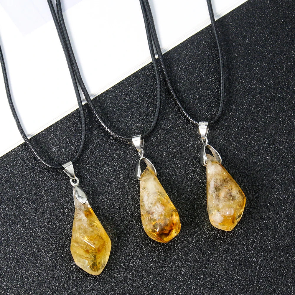 1Pc Natural Citrine Necklace Energy