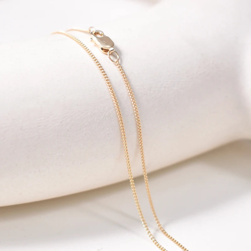 1Mm Curb Chain Necklace 14K