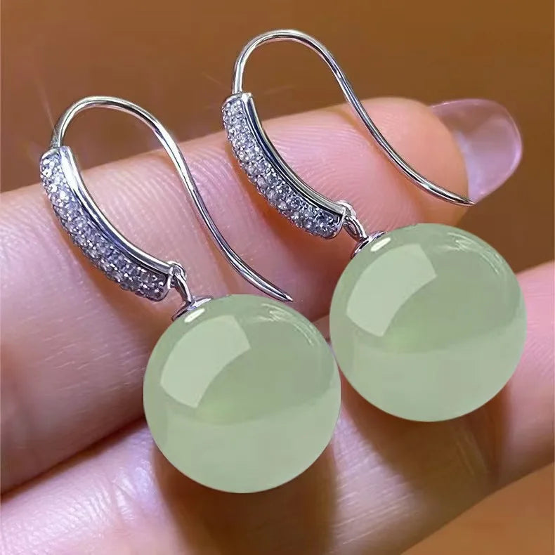 Vintage Palace Green Jade Earrings