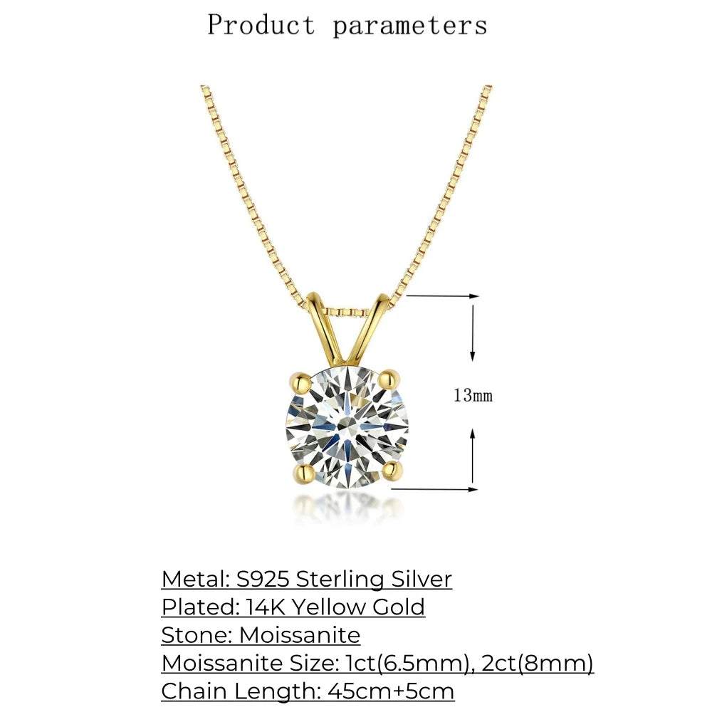 1 2Ct Moissanite Pendant Necklace