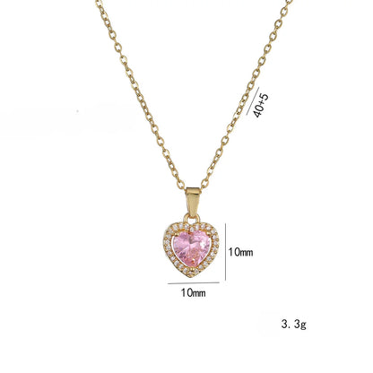 Stainless Steel Chain Pink Heart