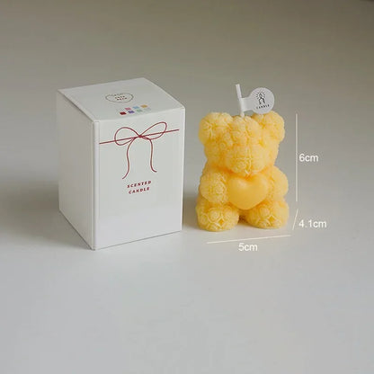 Cute Rose Bear Candle Romantic