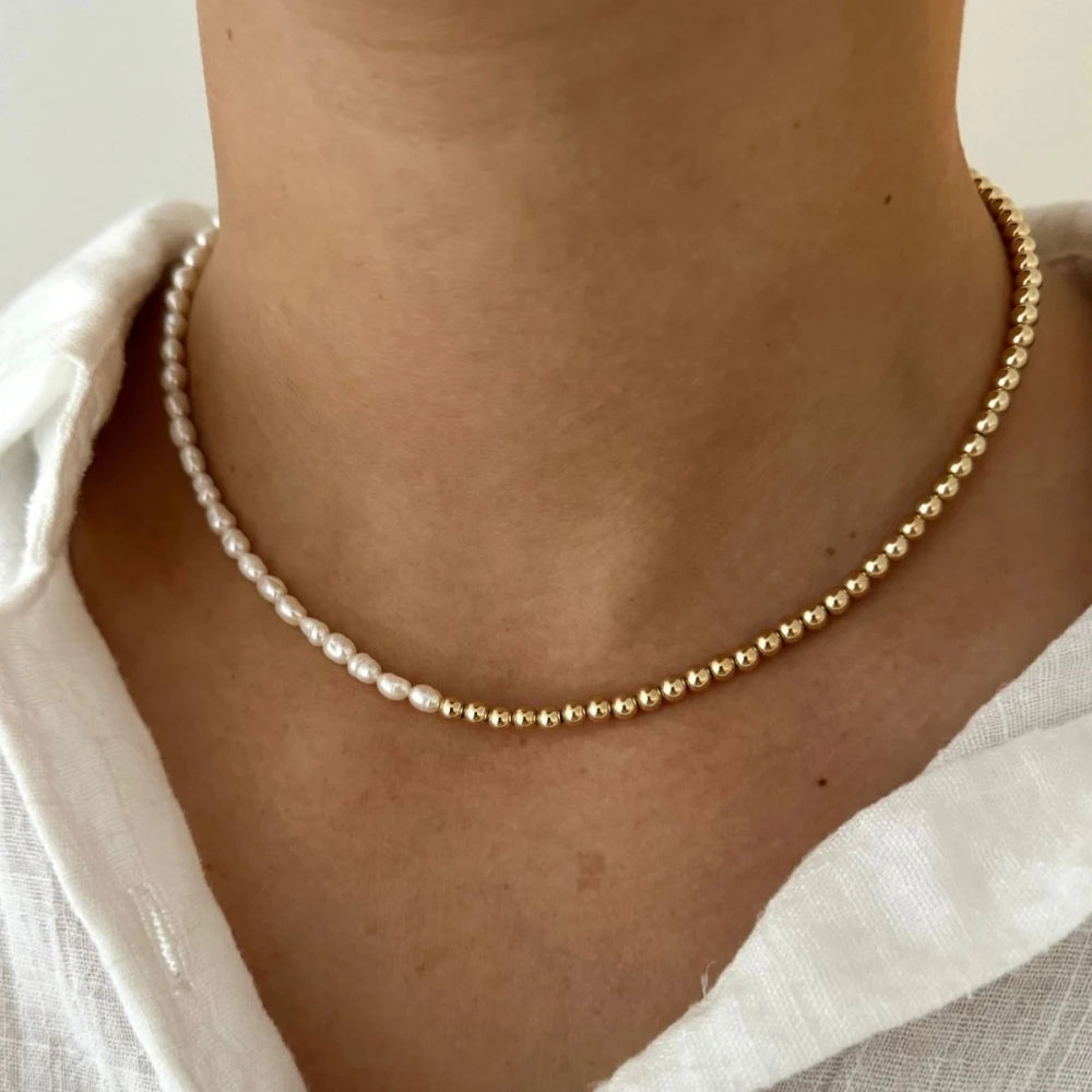 Vlen Natural Freshwater Pearl Necklaces